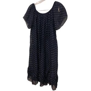 GIUSY Italy silk ble polka dot flutter sleeve dress XS ADORABLE
